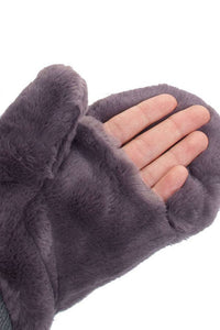 C.C Faux Fur Pop Top Mittens Gloves Shepherd Lining: Black