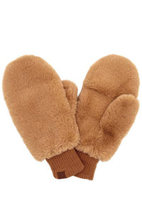 C.C Faux Fur Pop Top Mittens Gloves Shepherd Lining: Black