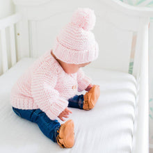 Load image into Gallery viewer, Blush Pink Garter Stitch Beanie Hat: M (6-24 months)
