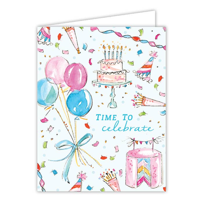 Time To Celebrate Handpainted Birthday Images Greeting Card