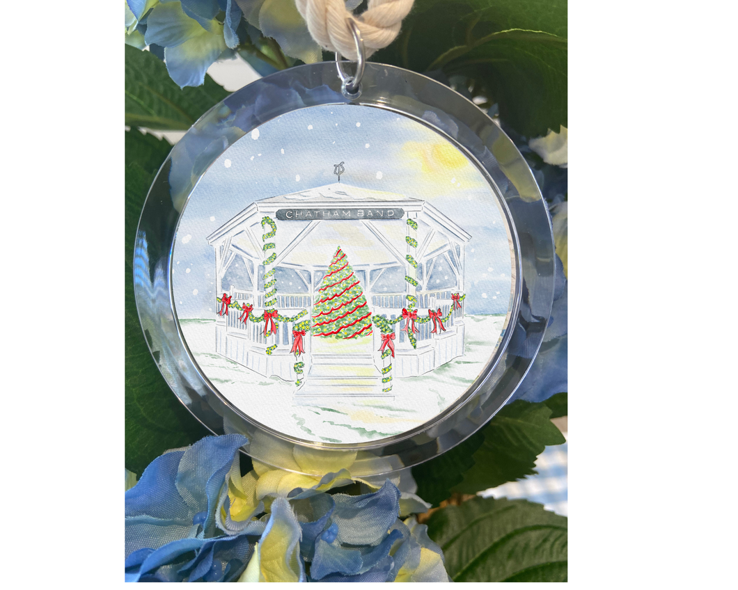 Chatham Band Stand Cape Cod Watercolor Christmas Ornament
