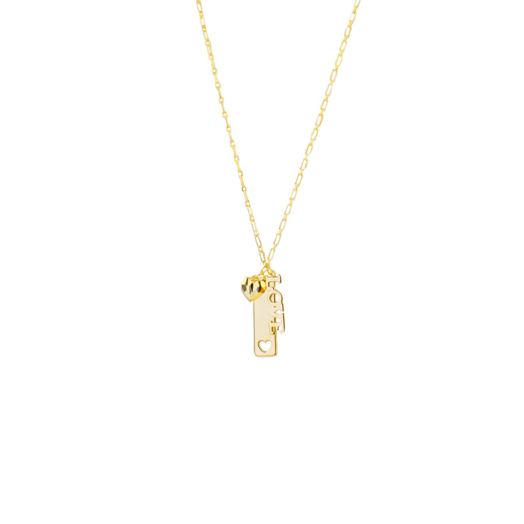 gold plated mini tri-love charm necklace