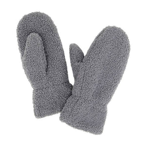 Lining Teddy Bear Mitten Gloves: Charcoal