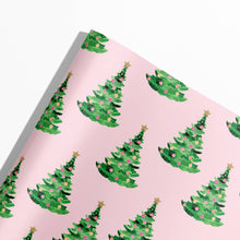 Load image into Gallery viewer, Christmas Trees on Pink: Roll of 3 Sheets