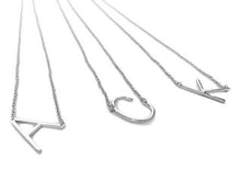Load image into Gallery viewer, Silver Sideways Initial Necklace