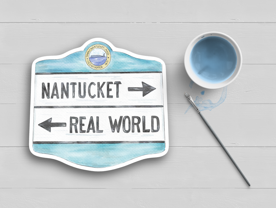 Nantucket/Real World Street Sign Watercolor Sticker
