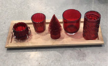 Load image into Gallery viewer, Wood Tray with Glass Votives